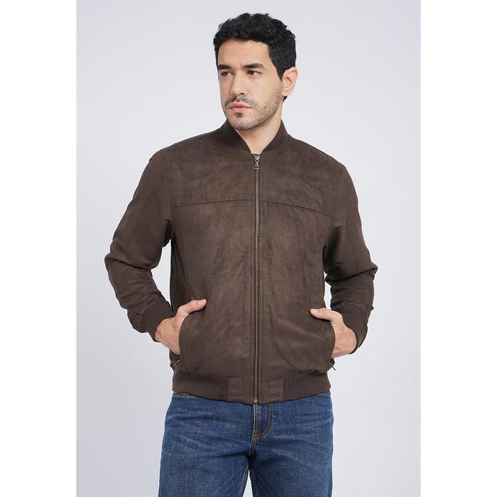 WOOD Regular Fit Suede Bomber Jacket 2-JKXLXC126B002 COFFEE - COFFEE, L