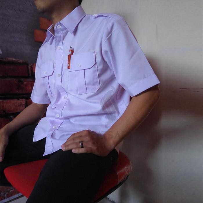TERLARIS Kemja Pdl Lengan Pendek Pdh Lapangan Pria Wanisa Unisex Bahan Katun Oxfoard Hem Putih Kerja