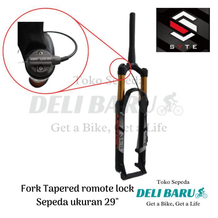 NEW SYTE Garpu angin fork 29" tapered T100 air with remote lock travel 120 alloy sepeda MTB 29