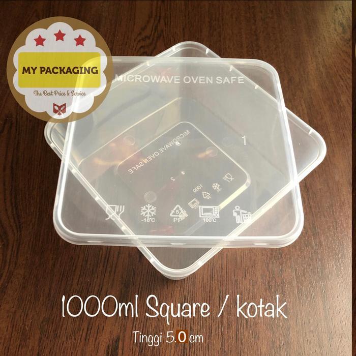 Thinwall KIIP Kotak Makan Microwave / food box / wadah plastik 1000ml SQUARE