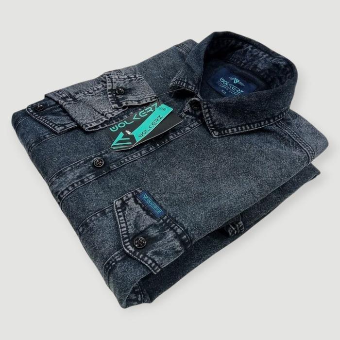 jeans pria lengan Kemeja Pria Lengan Panjang Bahan Denim Tebal Nyaman Ukuran M L XL - G9, M lengan p