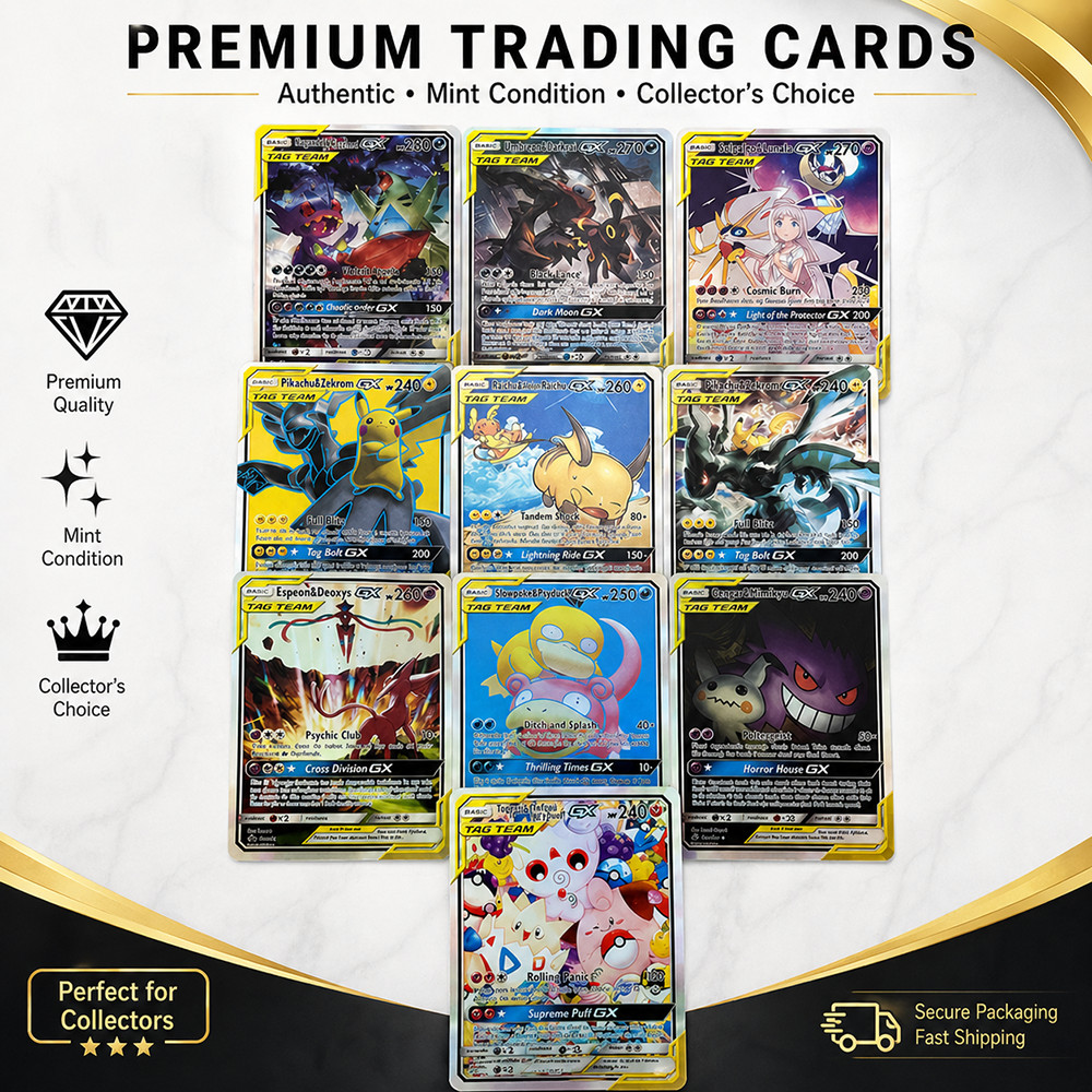 Anime Collectible Cards Tag Team GX 10PCS Set Umbreon & Darkrai Gengar & Mimikyu Holo Foil Rare