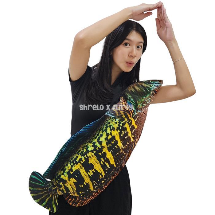 Jual Rugi Tas Canvas Shrelo Ikan Gabus Channa Jumbo Segar Kado Unik Dengan Zipper Furing Print