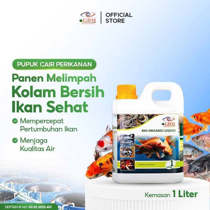 Suplemen Organik Cair GDM Perikanan 1L Probiotik Perikanan Air Jernih & Ikan Cepat Besar Lele Nila
