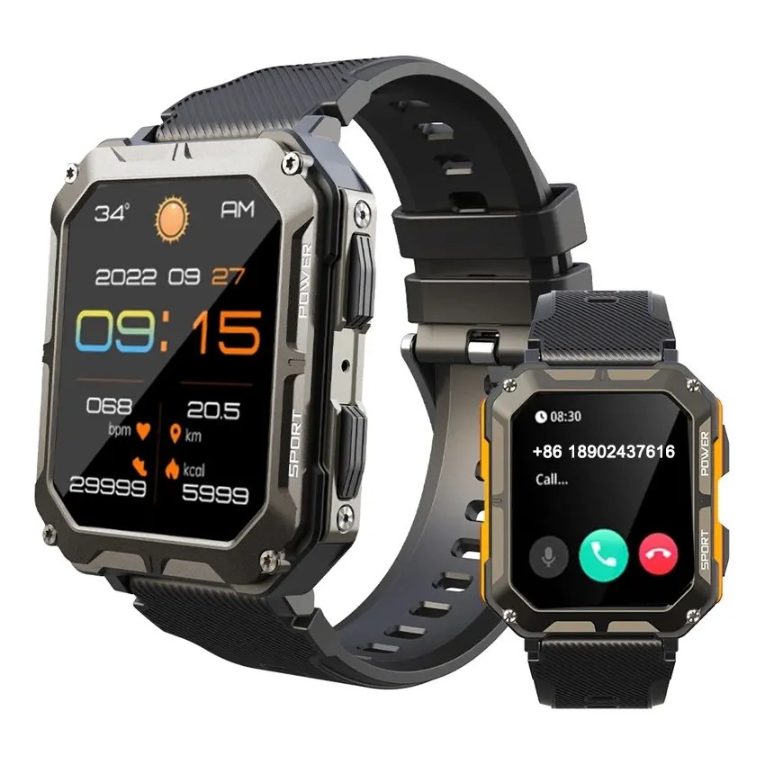 C20 PRO Smart Watch Men Bluetooth Call Outdoor Sports 1.83inch Large Screen Voice Assistant Fitness 