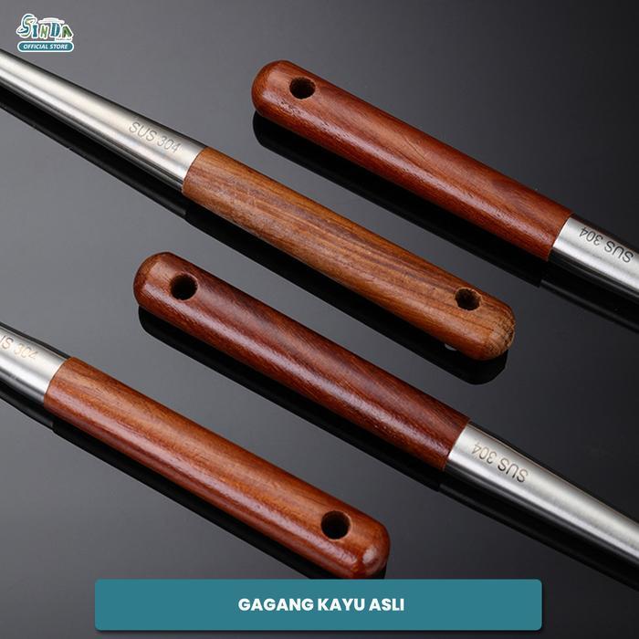 Promo Sinda Spatula Stainless Steel Paket 3Pcs Nr-2029 Gagang Kayu Panjang Tahan Panas Untuk Memasak