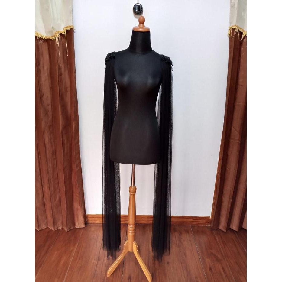 Sayap Pundak Kebaya Pengantin HITAM / Sayap Bahu / Slayer Pundak