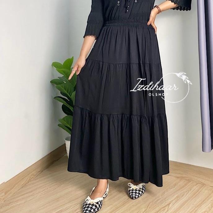 Rok Susun Panjang Rok Susun Wanita Katun Rayon Twill Terlaris
