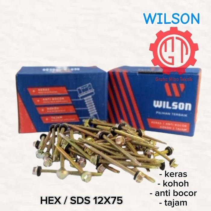 Sekrup Roofing Wilson Hex/Sds 12X75 ,Hex/Sds 12X75 Harga Per 100 Pcs