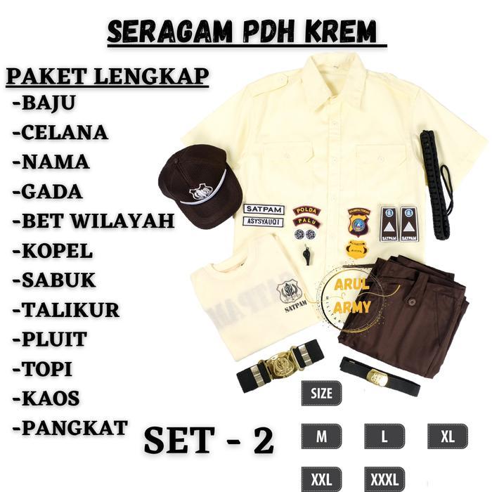 BAJU SERAGAM SETELAN PDL PDH SATPAM SECURITY KREM CREAM TERBARU 2025 SERAGAM SATPAM KAOS SATPAM