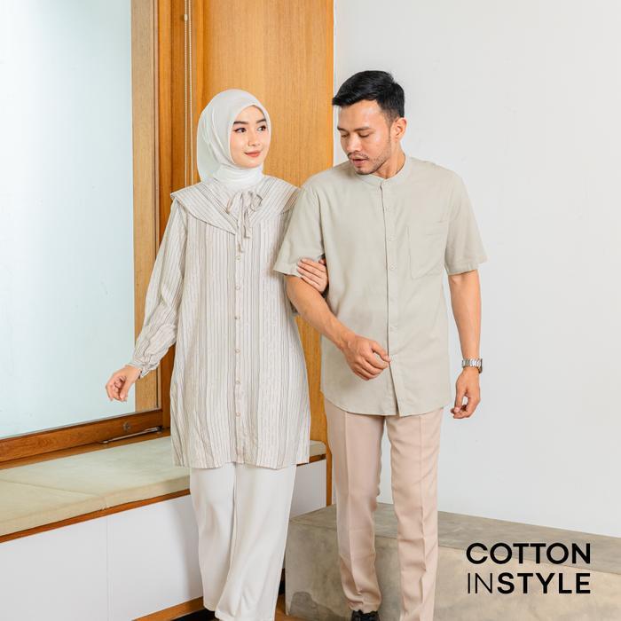 Cotton Instyle Aiden Sarimbit Family Set Tunik Wanita Koko Pria Baju Ramadan Lebaran 2026 Outfit