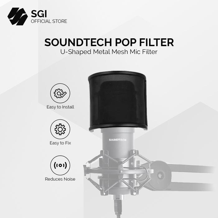 Soundtech Mic Pop Filter Wind Shield U Shape Metal Mesh Mic