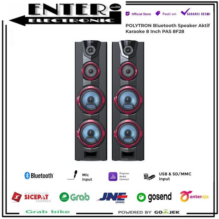 POLYTRON PAS8F28 - ACTIVE SPEAKER AKTIF BLUETOOTH USB KARAOKE PAS 8F28 - +2MIC WIRELESS