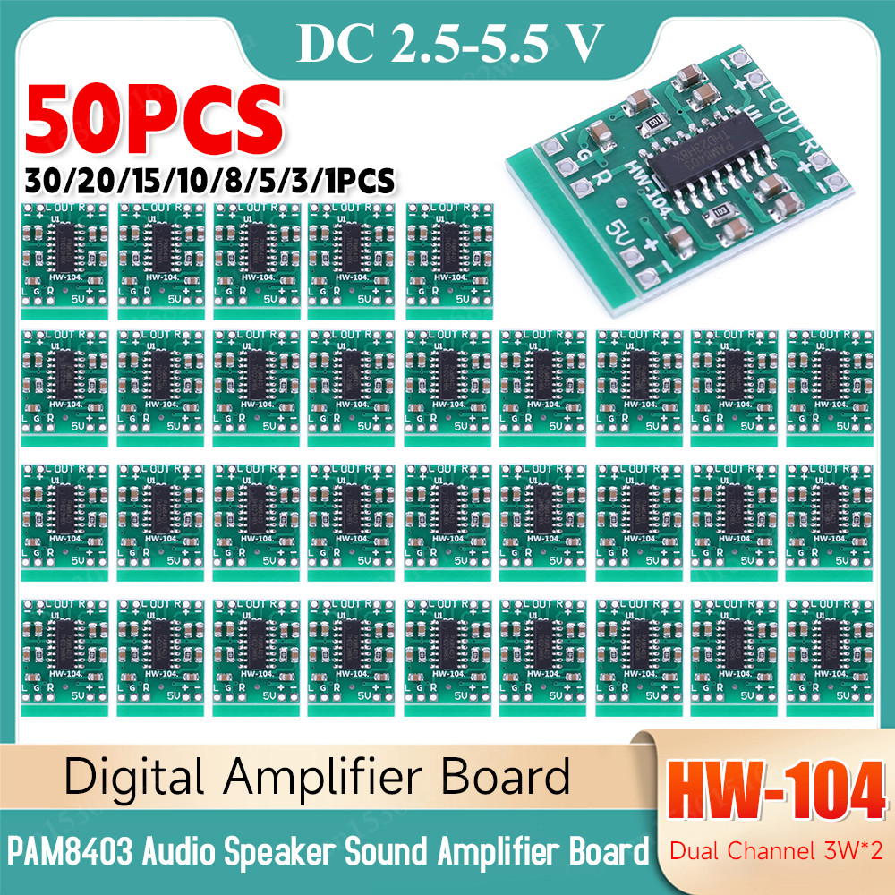 50-1PCS PAM8403 o Speaker Sound Amplifier Board Module DC2.5-5.5V 2*3W Power Amplifier