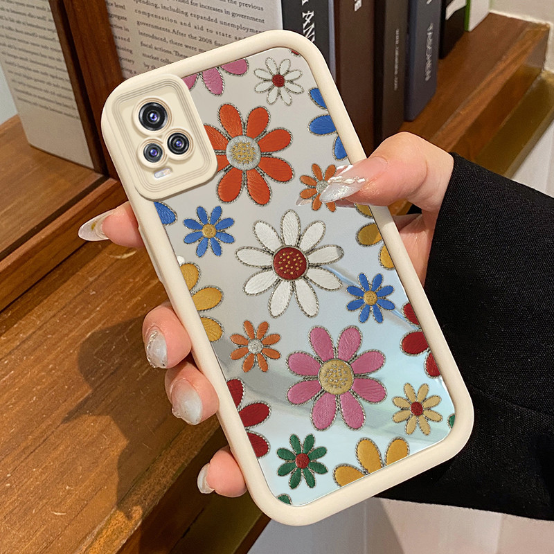 Casing Hp Untuk VIVO V20 VIVO V20 Pro Case Bunga warna mewah Kasing Mirror Cesing Akrilik Silikon So