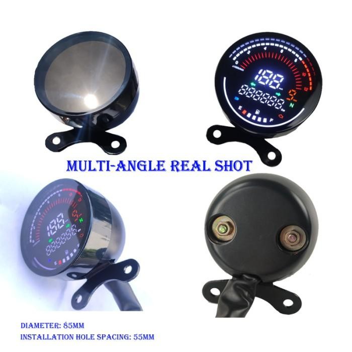 Speedometer digital bulat universal motor custom bobber scrambler