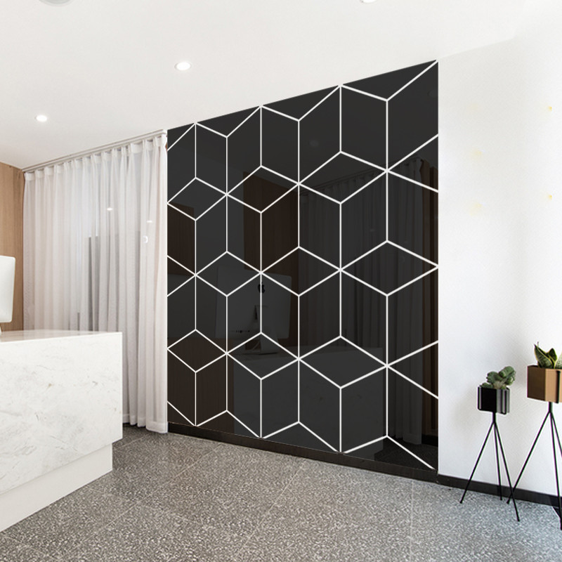Diamond shape 3d mirror sticker wall decor bedroom living room decoration wall sticker acrylic wall 
