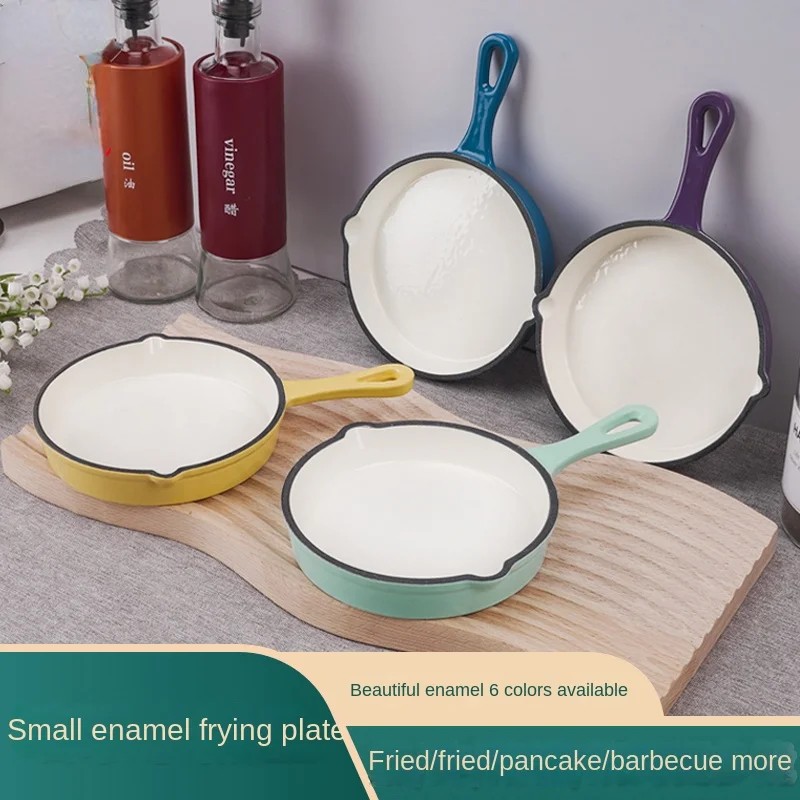 13.5cm Household Mini Egg Frying Pan Fried Steak Non-stick Pans Light Smoke Less Oil Enamelled Cast 