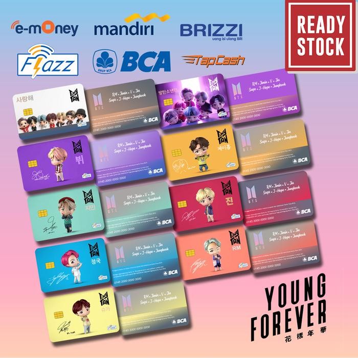 STOK TERBATAS !!!! EMONEY MANDIRI FLAZZ BCA GEN 2 BRIZZI TAP CASH CUSTOM BTS ARMY EDITION TERJANGKAU