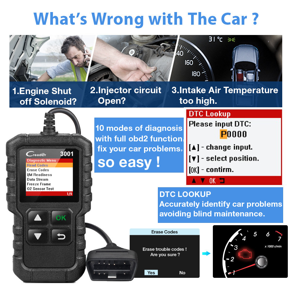 LAUNCH CR3001 X431 CR 3001 OBD2 Diagnostic Tools Support Full OBDII/EOBD Function Automotive Code Re