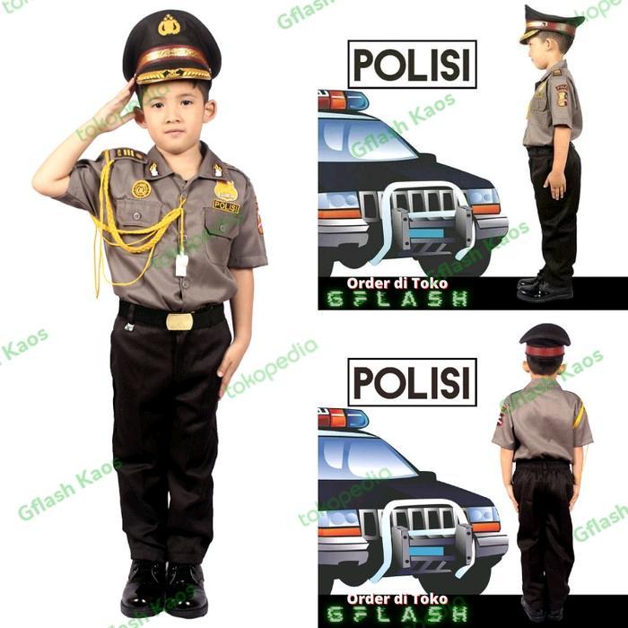 Baju Seragam Profesi Anak Polisi Kostum Setelan Cowok