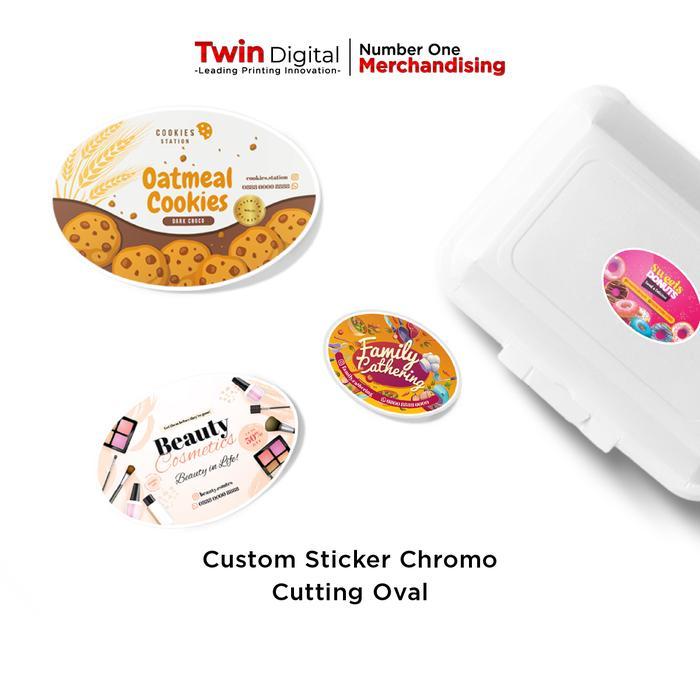 Cetak Stiker Label Kemasan Produk Makanan Chromo - Stiker Chromo Oval