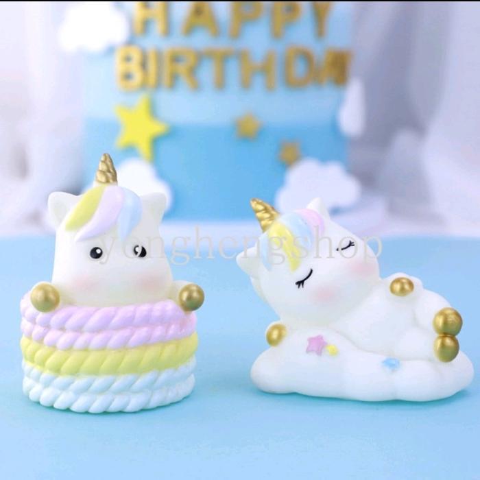 Topper Unicorn, Hiasan Kue Unicorn, Boneka Unicorn, Mainan Unicorn