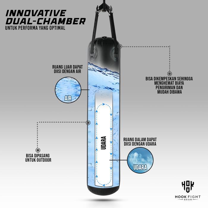 Samsak Air Udara Hook Samsak Tinju Gantung 180Cm Hook Sansak Muay Thai Punching Bag Taekwondo
