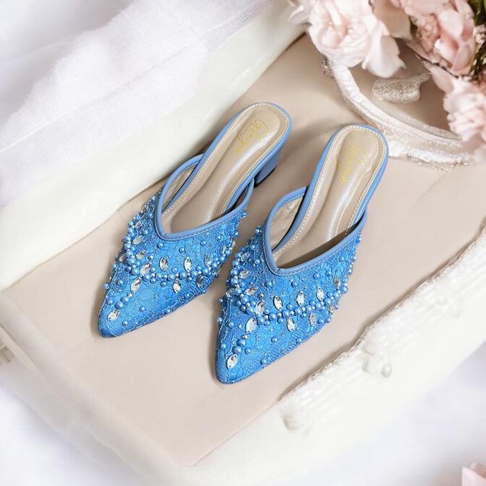 nq0q- Selop Payet Pengantin Wanita 3Cm Pesta 36-45 Sandal Payet Estetik Bridal Shoes Heels