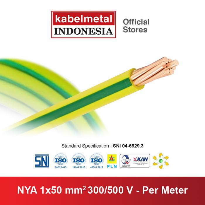 rxdr- Kabel Metal - Kabel Nya 50 Mm Kuning Hijau Per Meter Grounding Kmi Sni