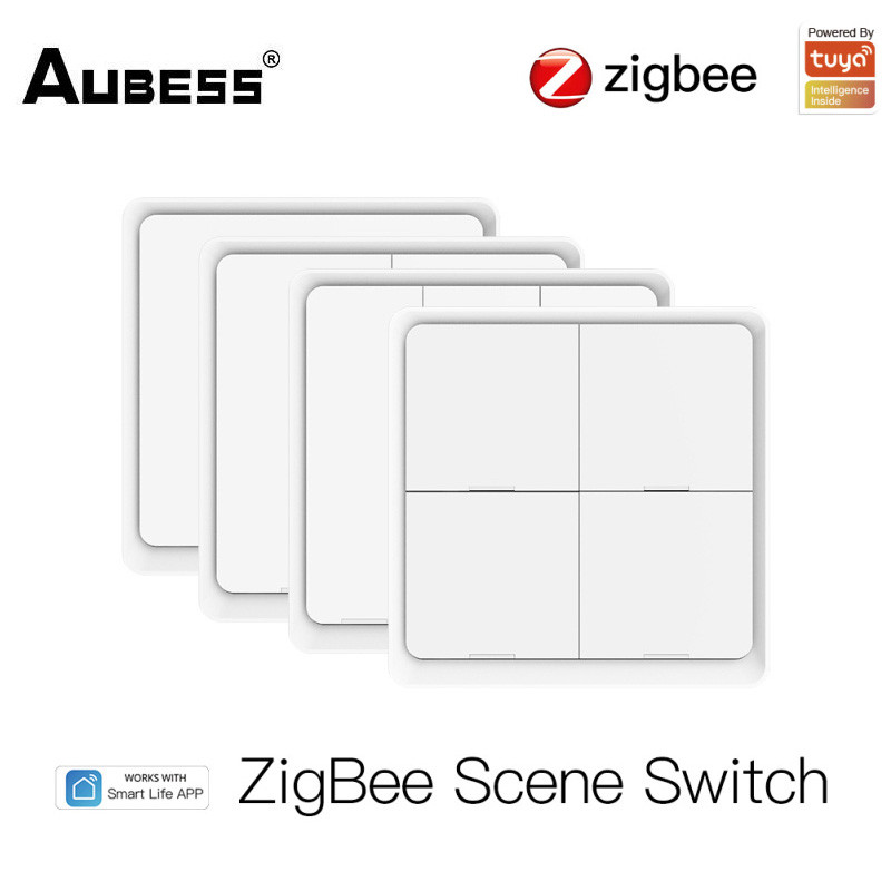 Tuya ZigBee Smart Switch 12 Scene Push Button Switch Tuya 4gang Wall