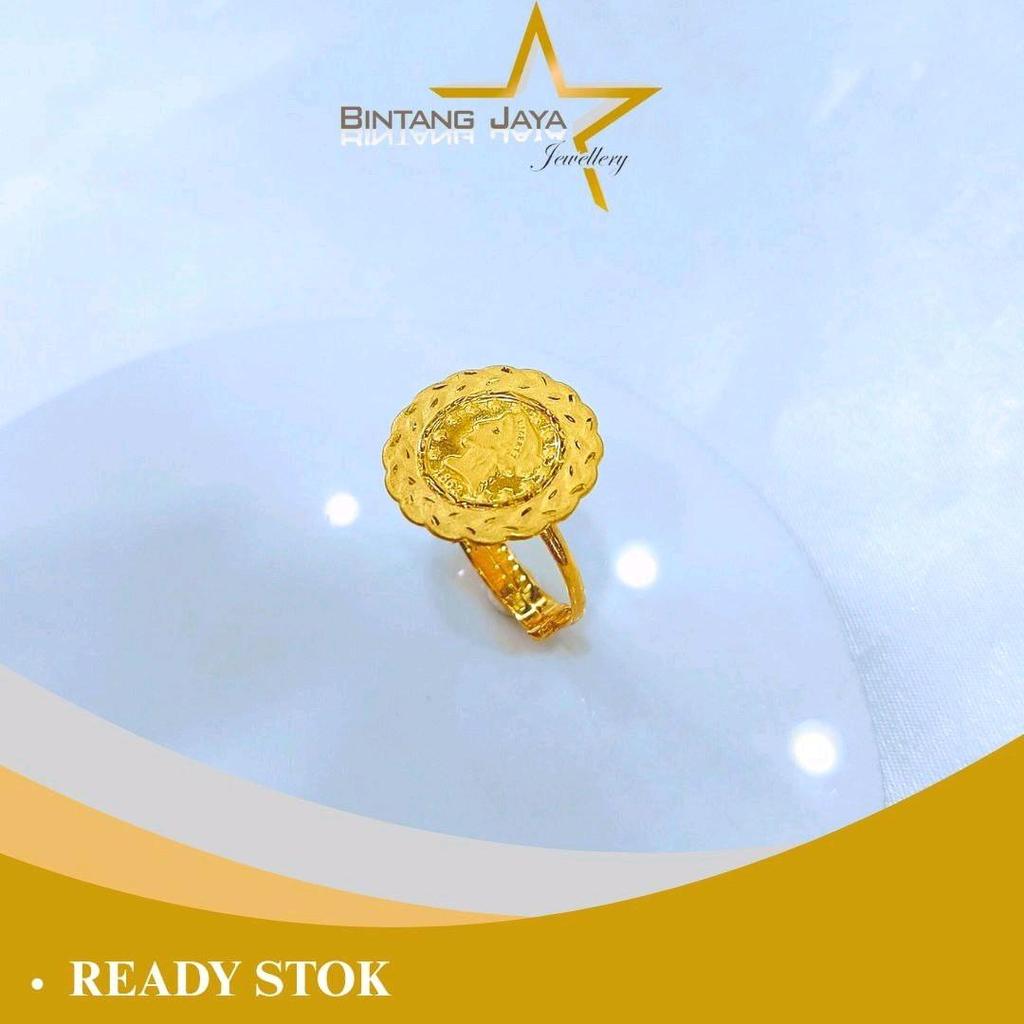 Cincin Emas Model Koin Selisih Gambar Patung Liberty Tahun 1862 Doft Kuning - Kadar (16K) - Berat 1.