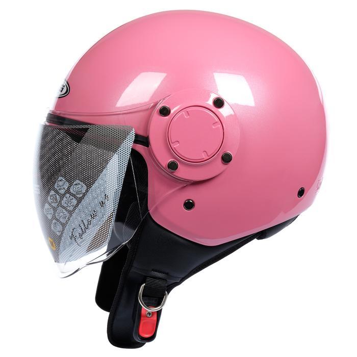 ZEUS ZS 217 PINK GLOSSY HALF FACE DOUBLE VISOR HELMET