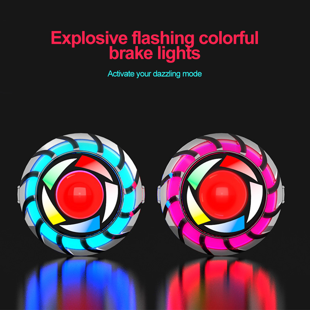 Unrsal Motorcycle Equipments Warning Lamp Angel Eye Rgb Flashing Brake Tail Rear Led Motor Light