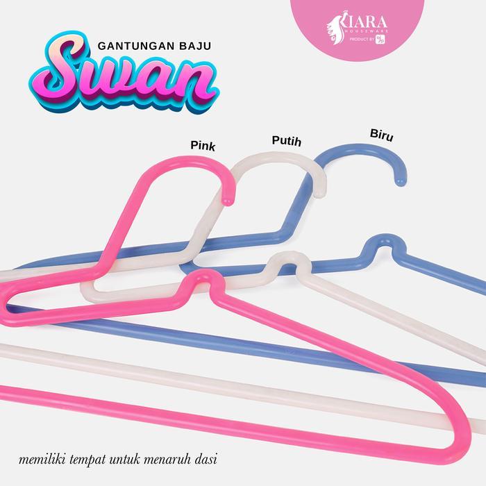 Gantungan Baju Plastik / Gantungan Baju Trendy / Gantungan Baju Swan Biru Putih Pink Pakaian