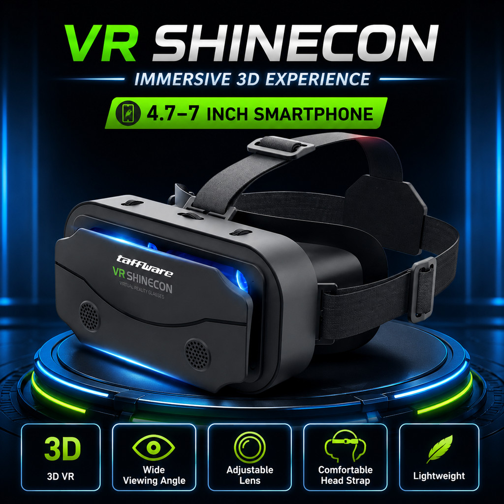 Taffware Shinecon VR Box Untuk Semua HP Kacamata VR Virtual Reality VR Headset 3D 4.7-7 Inch SC-G13