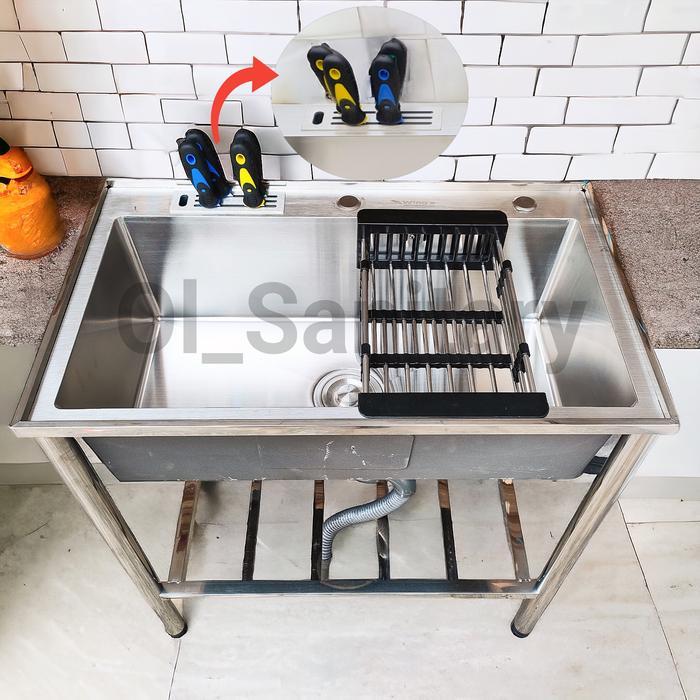 bak cuci piring kitchen sink set portable bcp rak cuci piring sink set Minimalis - 75PISAUPOLOS