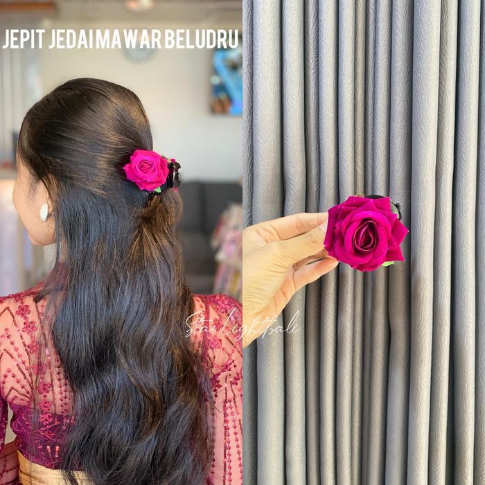 Starlight Bali - Jedai Bunga Mawar Beludru / Jepit Rambut / Aksesoris Rambut Diskon Sale