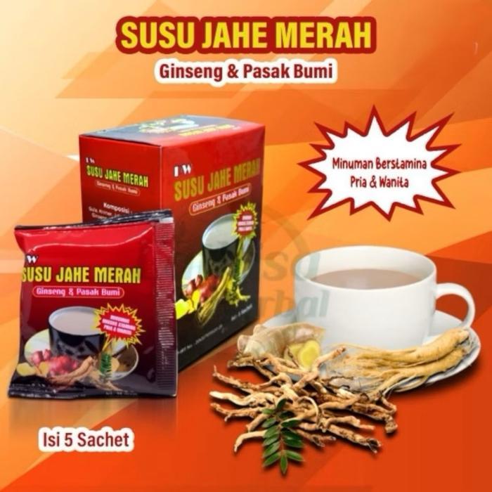 Ready Jahe Merah Susu Plus Pasak Bumi Ginseng Minuman Stamina 1 Box Untuk Pria & Wanita