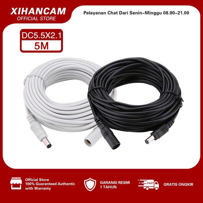 NEW XIHANCAM Kabel CCTV 5 Meter Putih Kabel Power DC 12V Koneksi Kabel Extension Kabel Daya DC
