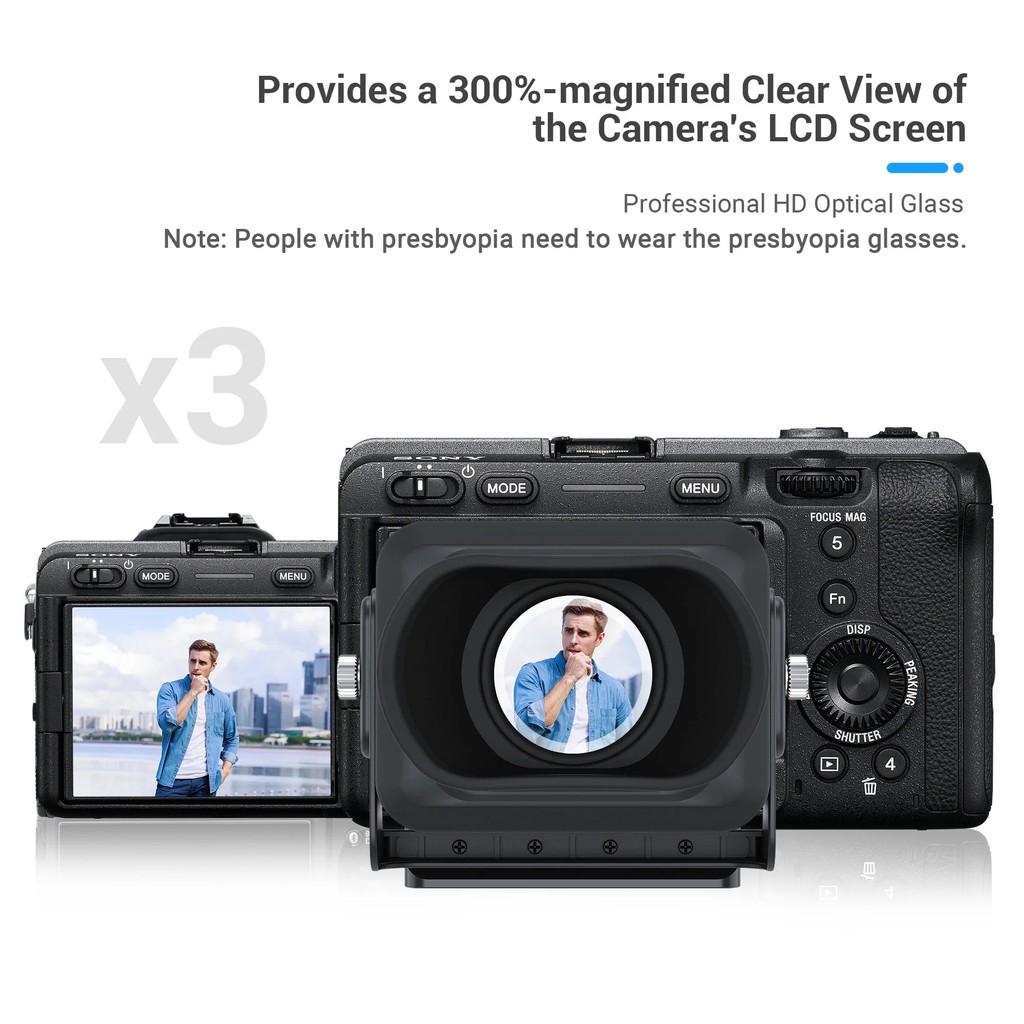 JJC Sonying Viewfinder Professional 3.0x HD LCD Screen Viewfinder Camera Extender Eyecup Eyepiece