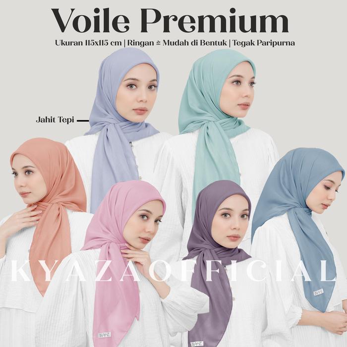 KYAZA Hijab Segi empat Voile Premium Hijab Segiempat Voal original Hijab Voile Jilbab Voal
