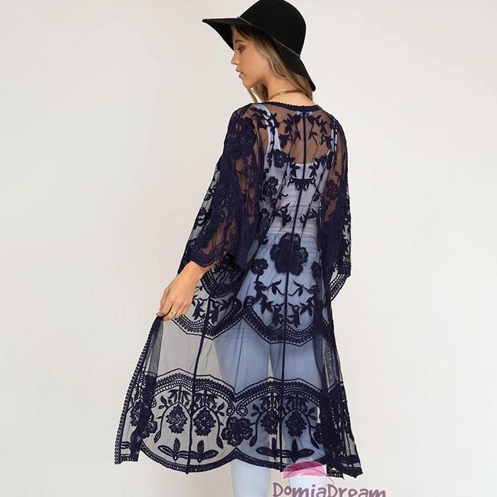 Terbaru Cover Bikini Outer Pantai Panjang Elegan Motif Bunga Terlaris