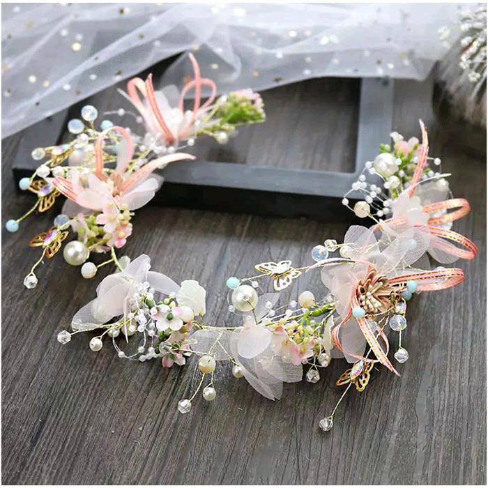 TERLARIS Headpiece Faye - Mahkota Bunga Mutiara - Headpiece Hiasan Hijab / Kepala Elegan Aksesoris
