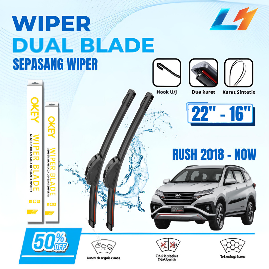 Wiper Toyota Rush 2018-Sekarang Dual Kaca Depan Mobil