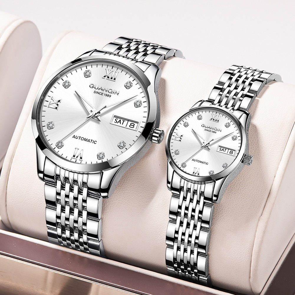 GUANQIN Couple Watches Simple Fashion Fine Steel Original Brand Automatic Mechanical Wristwatch for
