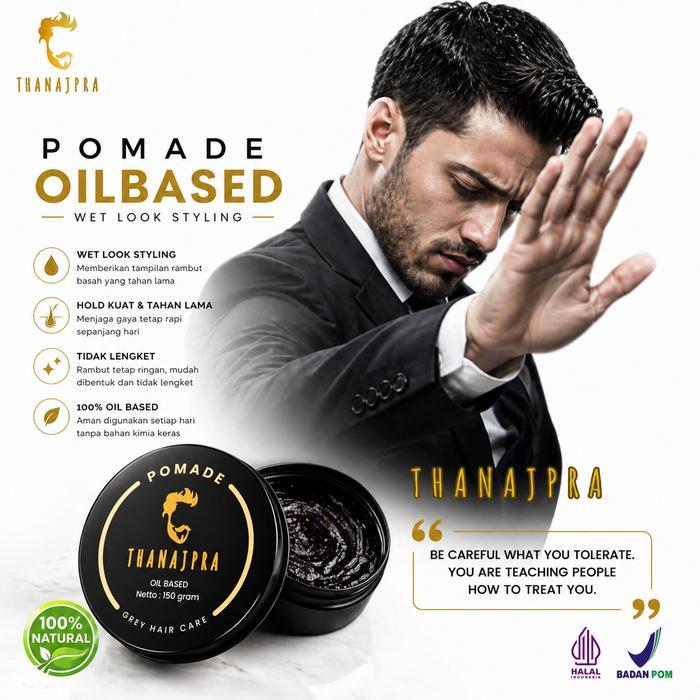 THANAJPRA Pomade Oil Based Penghitam Rambut Uban Permanen Pelurus Rambut Najpra Minyak Herbal Ulin &