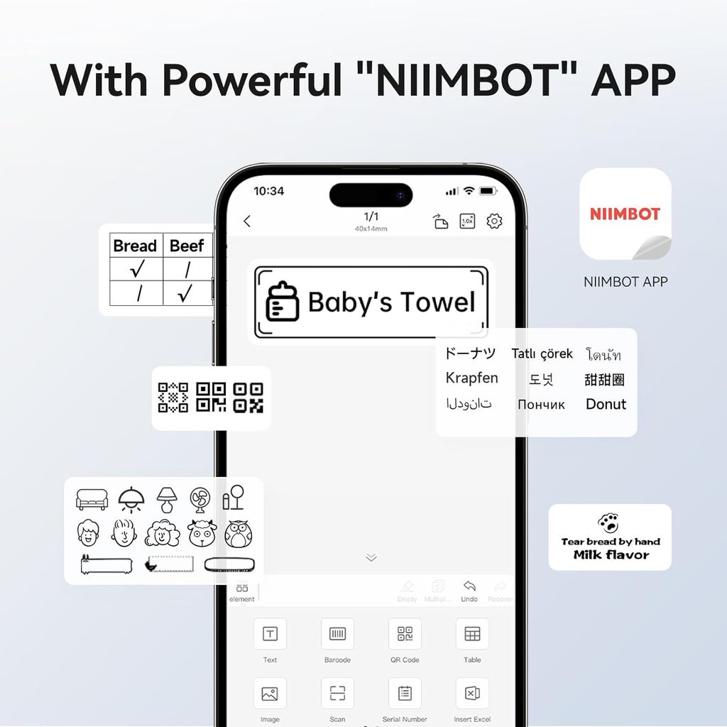 Niimbot B1 Label Thermal Printer Portable SelfAdhesive Bluetooth Maker Mahine For Round UV Tag