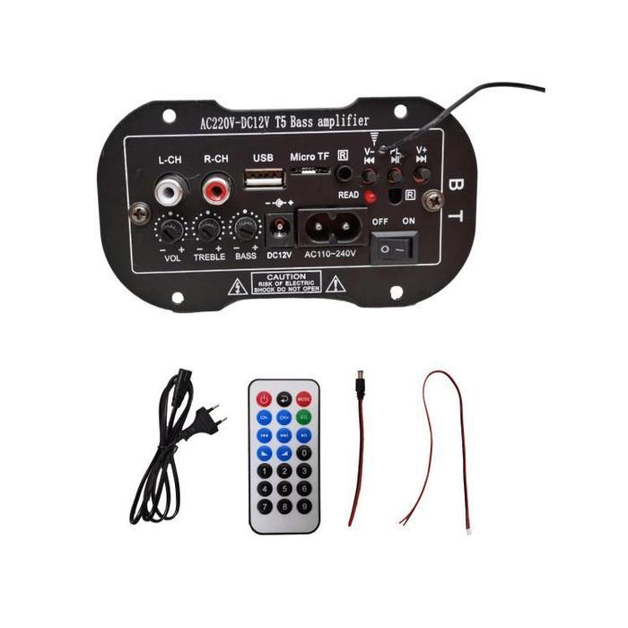 Premium Modul Diy Amplifier Bass T5 Bluetooth Audio Board Subwoofer 5 Inci Ac 220V Dc 12V 24V Kit
