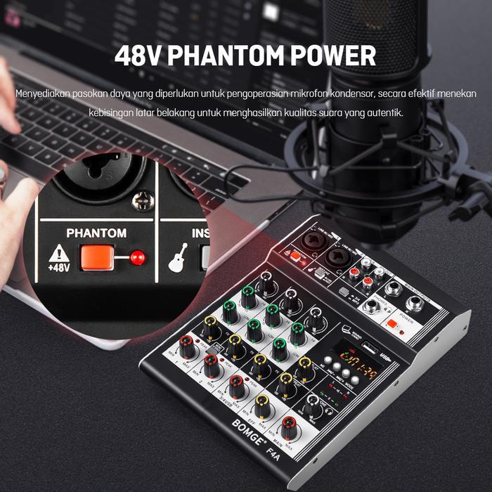 Flash Sale Bomge F4A Mixer Audio Audio Naik 4 Channel Mixer Audio Mini Pengendali Dj Mixer Karaoke